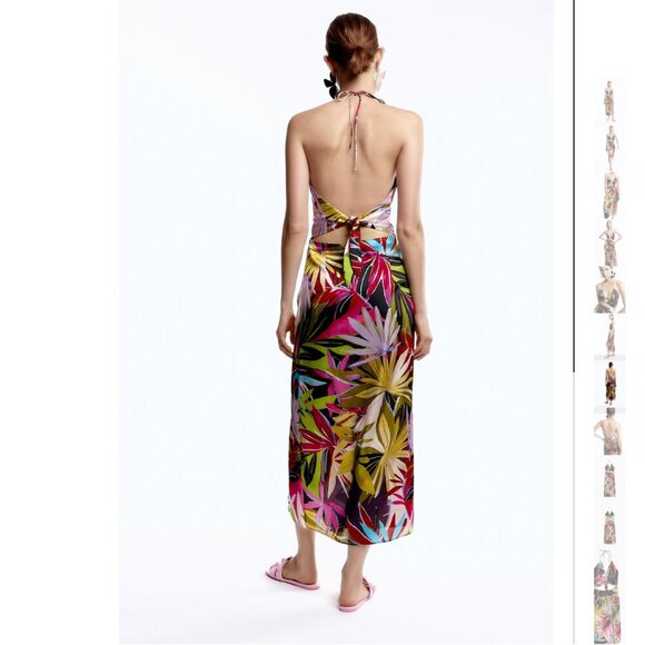 TROPICAL PRINT CUT OUT DRESS Size M NEW WITH TAG! - Picture 6 of 12